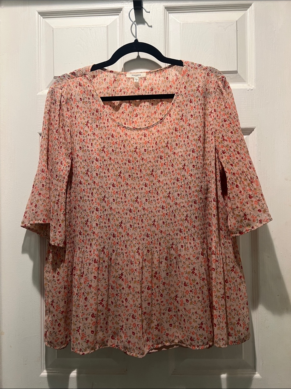 Pleione Peach Floral Peasant Top